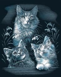 Bulk Buy: Reeves Art (3-Pack) Silver Scraperfoil Kit 8in. x 10in. Kittens PPSF-25