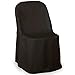 Lann's Linens 10 pcs Black Polyester Folding Chair Covers for Wedding, Party, and Banquet - Elegant Cloth Slipcovers
