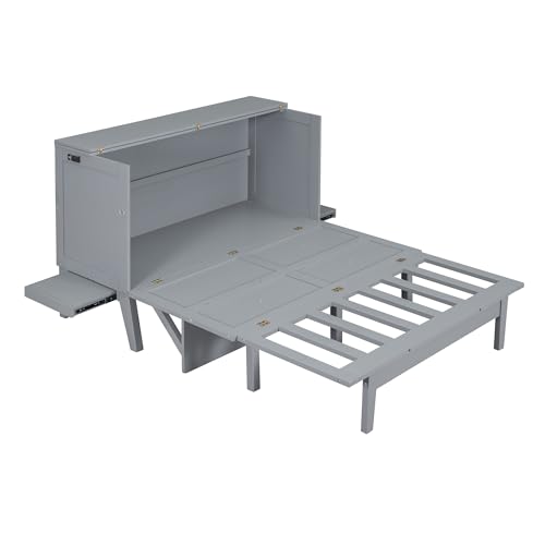 Harper & Bright Designs Queen Size Murphy Bed, Queen Murphy Bed with USB Port and