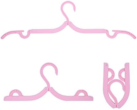 Huggable Travel Clothes Hangers, Space Saving Folding Plastic Coat/Skirt/Suit/Bra Hanger, Holds up to 10 lbs, Best for Baby/Kids and Adults, 9 Pack (Pink)