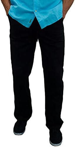 Short Fin Men's Drawstring Linen Pants (Black, 30X30 L8022)