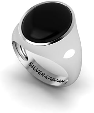Ring For Men, Silver Caiman 92.5 Sterling Silver Ring for Men, Signet Ring Oval (RIM0020FB)