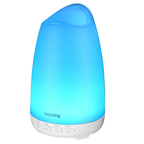 VicTsing 150ml Ultrasonic Essential Oil Diffuser with Sleep Mode, Aroma Diffuser with Noise Reduction Design, 8 Color LED Lights, Safe Waterless Auto-Off for Bedroom Office, Ideal Gift for Women Baby