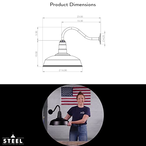 Steel Lighting Co. Gardena Barn Light Outdoor Wall Mounted 16" Dome