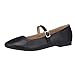 CINAK Flats Mary Jane Shoes Womens Casual Comfortable Walking Classic Buckle Ankle Strap Style Ballet Slip On Black 7 US
