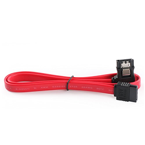 Postta SATA III Cable (5 Pack) 18 Inches 6.0 Gbps Straight to Left Angle Data Cable with Locking Latch-Red - Thumbnail 5