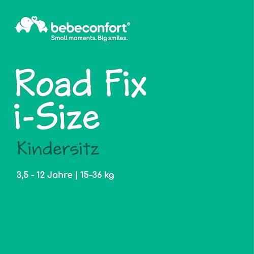 RoadFix i-Size, Kindersitzerhöhung mit Rückenlehne, 3,5–12 Jahre (100–150 cm), Isofix Kindersitz, Klappbar, Leicht (4,4 kg), 14 Kopfstützenpositionen, Gepolsterter Sitz, Black Mist