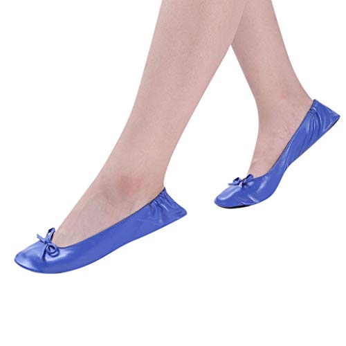 Ladies Flat Shoes,FAPIZI Women Foldable Portable Travel Ballet Flat Roll Up Slipper Fashion Casual Shoes Blue