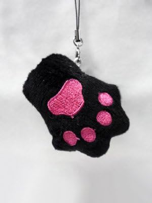 Japanese Fun: Plush Phone Charm - Black Cat Paw
