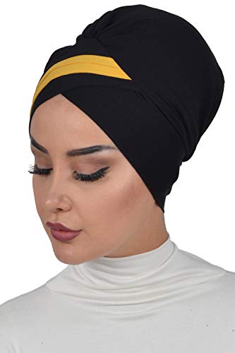 Instant Turban Cotton Scarf Head Wrap Cancer Chemo Headwear Two Colr Black Mstrd