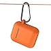 SATLITOG Case Cover with Secure Lock Keychain, Protective Silicone Cover Compatible with Apple AirPods 2nd & 1st Charging Case - Bright Orange