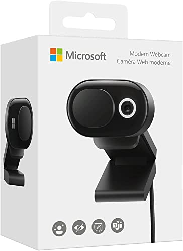 Microsoft Modern Webcam with Built-in Noise Cancelling Microphone, Integrated Privacy Shutter, Video with HDR, Auto-Focus, Light Correction, USB Connectivity, Certified for Teams/Zoom