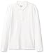 The Children's Place Girl's Long Sleeve Ruffle Pique Polo, White, Small