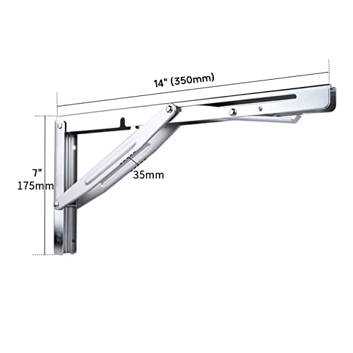 14 Inch Folding Shelf Brackets, Heavy Duty Stainless Steel Collapsible