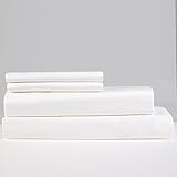 Cambay Linens 400 Thread Count Cotton Sateen King Sheet Set, White (Set of 4)