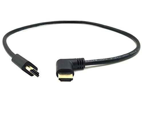 Poyiccot HDMI 2.0 Male to Male Cable 90 Degree, 2 Feet / 60cm Gold Plated High Speed HDMI Male to Male Right Angle Cable 60Hz, 4K 2K (M/M Right)