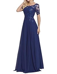 Madre de la Novia Vestidos Apliques de Cuentas de Gasa Vestido Formal de Noche