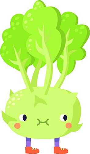 Cute Vegetable Faces Healthy Yummy Kids Food Cartoon Vinyl Sticker, Kohlrabi