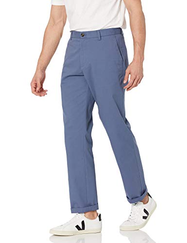 Amazon Essentials Pantalon Chino Infroissable Sans Pinces Coupe Classique (Grandes Tailles Disponibles) Homme, Indigo, 28W / 29L