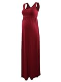 Jinson Women's Basic Sleeveless Maternity Maxi Tank Dress Vestido with Empire Waist for Pregnancy