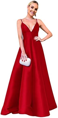 Harsuccting Simple Spaghetti Straps Long Prom Dress Evening Dress with Open Back