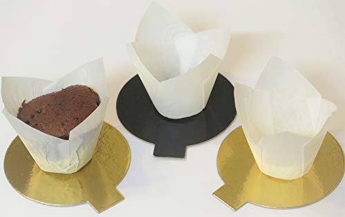 60 PC. Mini Single Portion Pastry Serving Tray Cake Boards Double Sided Gold & Black,- 3 1/8 '' - great for Dessert Buffet, Parties, wedding, Catering - Thumbnail 3