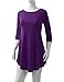 AMORE ALLFY Women's 3/4 Sleeve Round Neck Flare Hem Tunic Purple XXX-Large