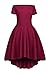 Sidefeel Women Off Shoulder Sleeve High Low Skater Dress Medium Wine Red