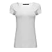 OThread & Co. Women's Plain Basic Spandex Short Sleeves T-Shirt Scoop Neck Tee (Small, White)