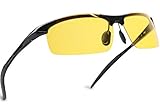 Mens Womens Night Vision Driving Polarized Sports Design Anti Glare Glasses with Yellow Lens for Outdoor Activities Sunglasses (BlackSports, Gold)