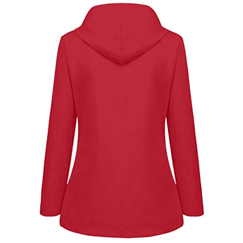 Women Casual Long Sleeve Solid Plush Thickening Outdoor Hoodie Waterproof Windproof Overcoat Lady Coat Outwear Jacket Overcoat Tops (S-5XL) - Thumbnail 2