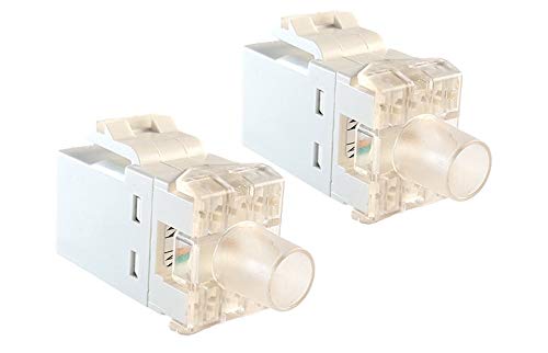[MDTEK] 180 Degree Module Cat6 Cat5A RJ45 Keystone Jack Insert, Cat 6 UTP Ethernet Keystone Connector Best for Patch Panels (White, 25 pcs)