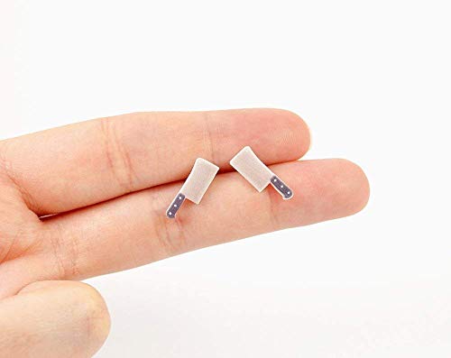 Handmade Butcher Knife Stud Earrings - Thumbnail 3