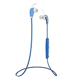GLCON GS-09 Mini Lightweight Sport Wireless Stereo Bluetooth BT Headset Headphones Earphone Earpiece Earbuds with Microphone Mic, A2DP, Noise Cancellation, Music Remote Control, for Bike Cycling, GYM, Running, Exercises of Apple iPhone 6 6 plus 5 5s 5c, iPhone 4 4s, iPad 1 2 3, iPad Air Mini, iPod and Samsung Galaxy S2, S3, S4, S5, Galaxy note 4 3 2, Android Cell Phones and Other Bluetooth Devices (Blue)