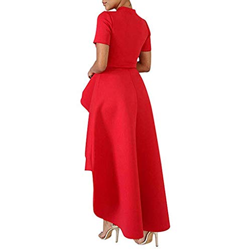 Witspace Women - Ruffle High Low Tops for Short Sleeve Bodycon Dress Shirt Dresses