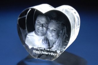 SolikoDeal Personalized 3D Photo Engraving on Crystal Capture Your Memories Forever (Heart, Small)