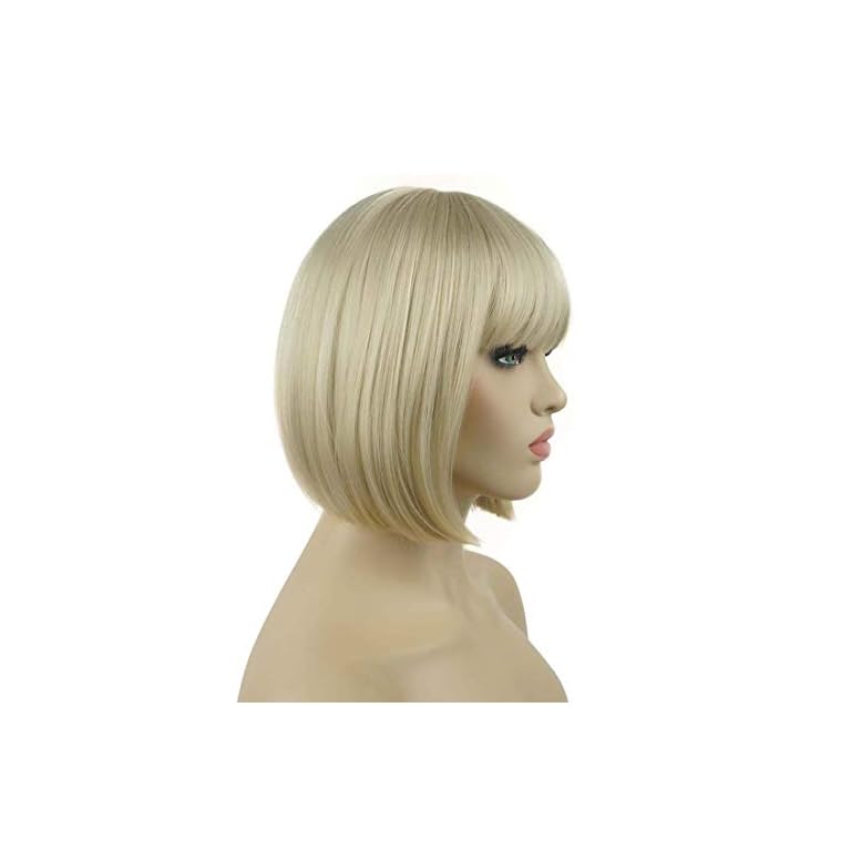 Lydell 8″ Straight Short Bob Hair Flat Bangs Cute Central Dot Skin Top