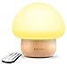 Night Lights for Kids, ANGTUO LED Mushroom Night Light for Kid Baby, Soft Silicone Lampshape,100% Rubber Wood, 4 Light Brightness and 16 Color by Wireless Remote - US Plug