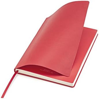 Premium Smooth Soft Cover UberWorks AIR Notebook Bullet Journal RED with Unique Matching Color First &amp; Last Inner Pages, A5 Size, 192p. Lined/Ruled Italian Paper, Folder Pocket, Sticker Labels &amp; Index