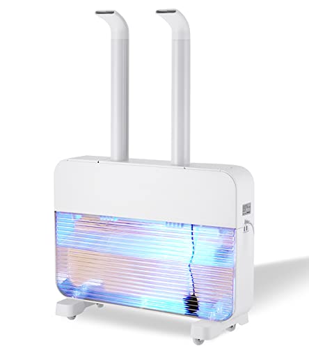 Whole House Humidifier Large Room Humidifier 3.2Gals Water Tank Max 600ml/h Mist Output 360° Dual Nozzle Cool Mist Humidifier for Home Office Plants 110V-240V
