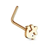 BodyJ4You Nose Stud L-Shaped Nautical Anchor Stainless Steel 20G (0.8mm)
