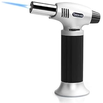 Authenzo Kitchen Butane Torch Lighter (Butane Gas Not Included,Black)