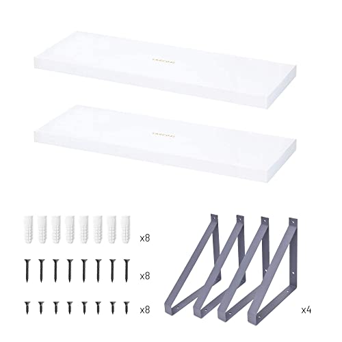 Labcosi White Floating Shelves for Bathroom, Living Room, Kitchen