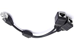 RJ45 Splitter Adapter, RJ45 Male 1 to 2 Female Port Ethernet Socket Connector, Splitter LAN Ethernet Network Plug Cable for C