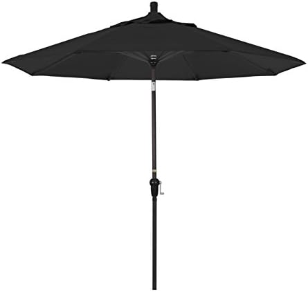 California UmbrellaCalifornia Umbrella 9' Round Aluminum Market Umbrella, Crank Lift, Auto Tilt, Bronze Pole, Black