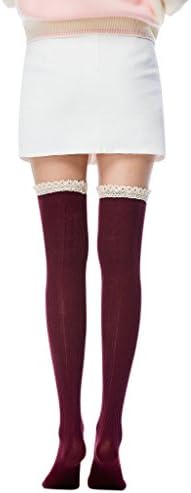 I wish Women's Girls Summer Lace Trim Over the Knee Thigh High Socks