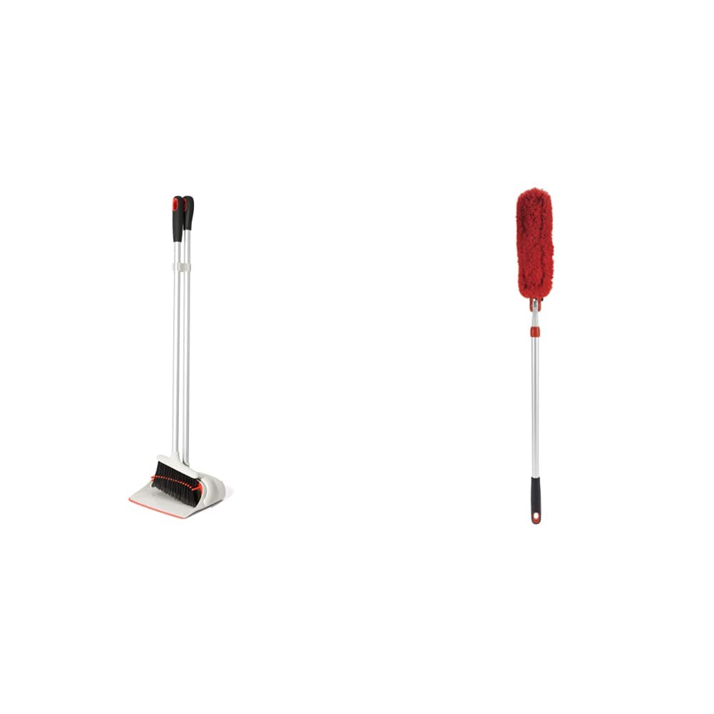 OXO Good Grips Upright Sweep Set - White & Good Grips Microfibre Extendable Duster