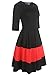 oxiuly Women's Vintage Half Sleeve O-Neck Contrast Casual Pockets Party Swing Dress OX253 (L, Black)