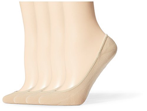 Starter Women's 4-Pack Microfiber Invisible Liner Socks, Prime Exclusive, Beige, Large (Shoe Size 10-13)