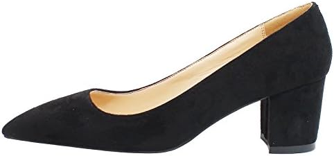 fast charm Womens Pointed Toe Square Heel Large Size Mid Heel Black Pumps US6